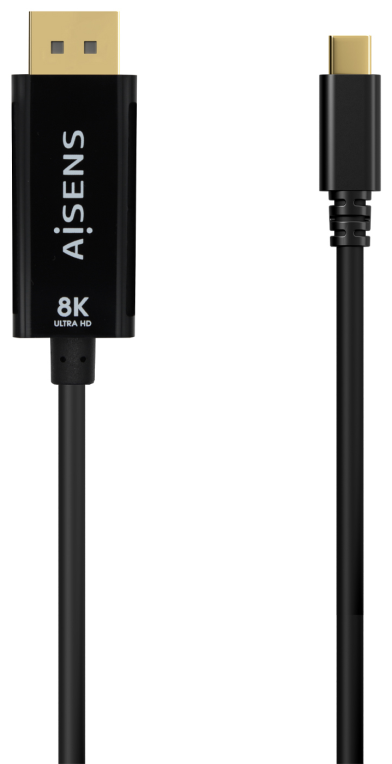 AISENS Cable Conversor USB-C a Displayport 8K@60Hz, USB-C/M-DP/M, Negro, 0.8M