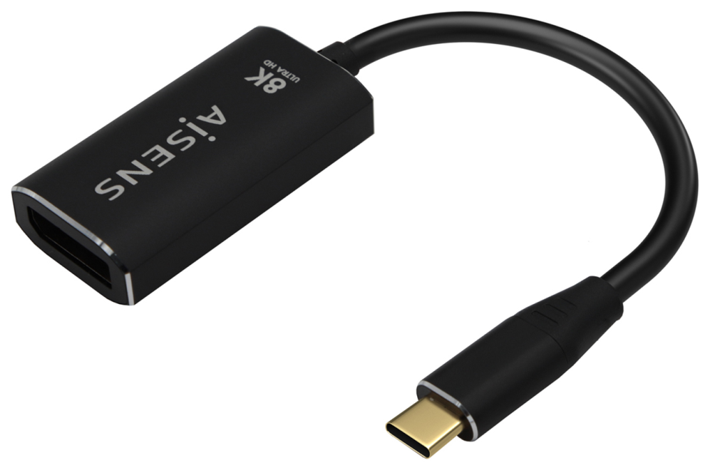 AISENS Conversor Aluminio USB-C a Displayport 8K@60Hz, USB-C/M-DP/H, Negro, 15cm
