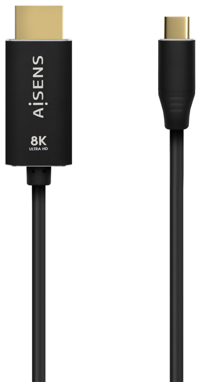 AISENS Cable Conversor Aluminio USB-C A HDMI 2.1 8k@60Hz, USB-C/M-HDMI/M, Negro, 1.0m