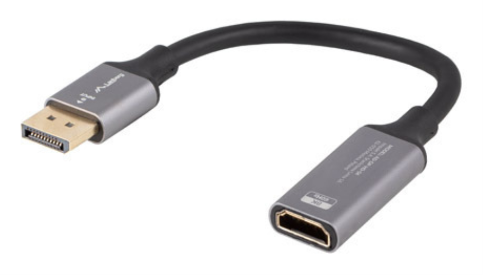 Lanberg AD-DP-HD-04 adaptador de cable de vídeo 0,2 m DisplayPort HDMI Plata, Negro
