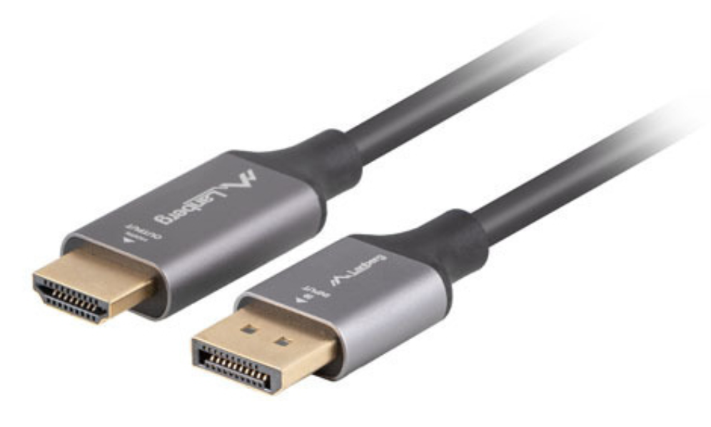 Lanberg CA-DPHD-20CU-0018-BK adaptador de cable de vídeo 1,8 m DisplayPort HDMI tipo A (Estándar) Negro, Plata