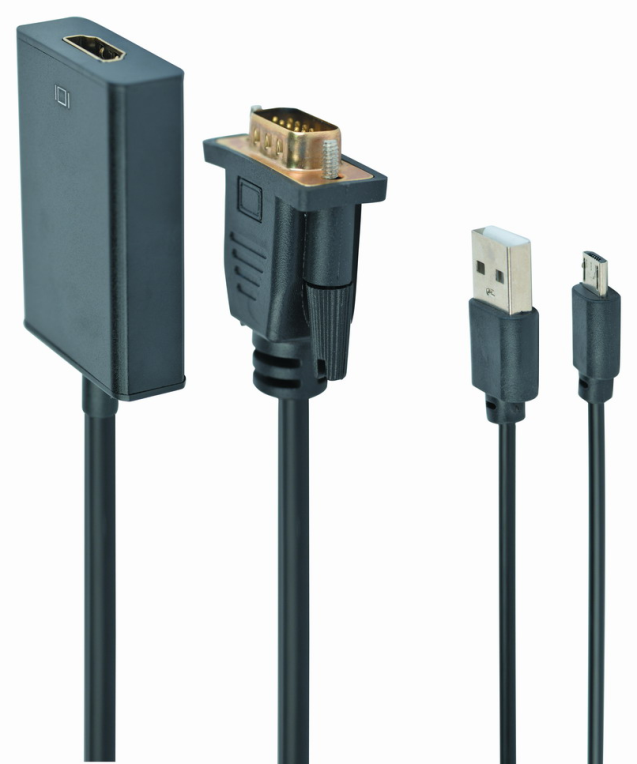 Gembird A-VGA-HDMI-01 adaptador de cable de vídeo 0,15 m HDMI tipo A (Estándar) VGA (D-Sub) Negro
