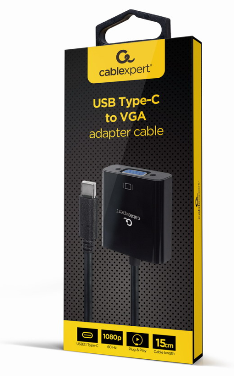 Gembird A-CM-VGAF-01 Adaptador gráfico USB 1920 x 1080 Pixeles Negro