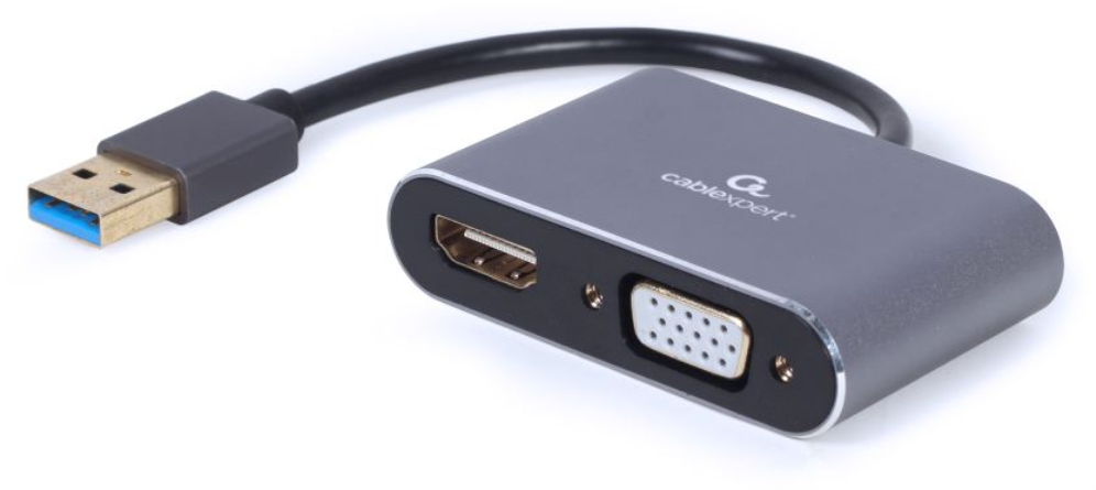 Gembird A-USB3-HDMIVGA-01 Adaptador gráfico USB 3840 x 2160 Pixeles Gris