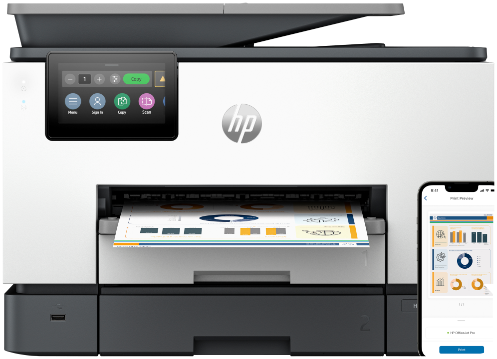 HP OfficeJet Pro 9130b Inalámbrico All-in-One Color Impresora, Impresión a doble cara; Copiadora y escáner