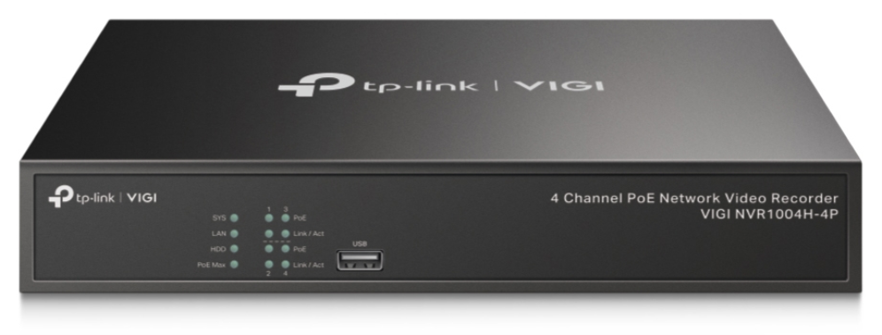 TP-Link VIGI NVR1004H-4P Grabadore de vídeo en red (NVR) Negro