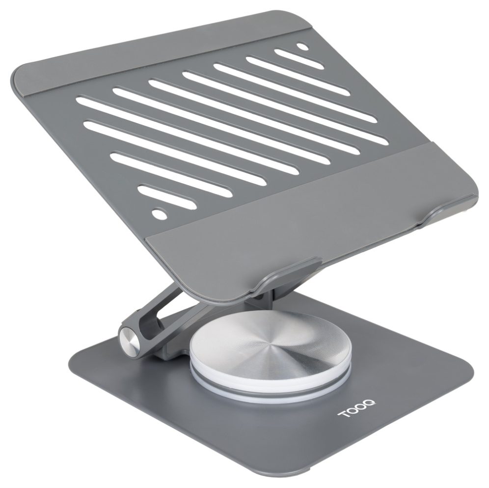 TooQ Soporte Elevador con rotación 360° y ajustable, para dispositivos de hasta 13”, Color Gris Oscuro