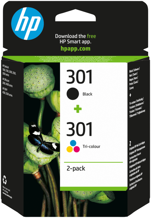 HP Pack de ahorro de 2 cartuchos de tinta original 301 negro/Tri-color