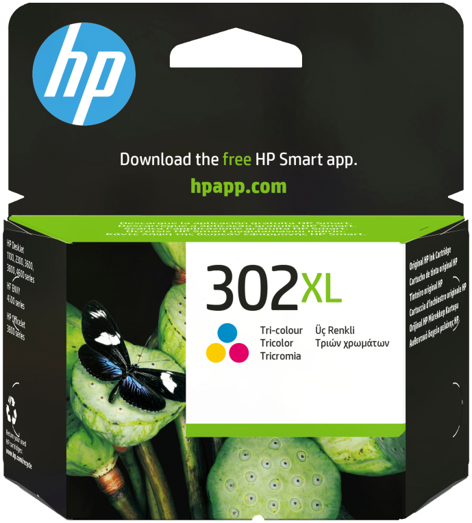 HP Cartucho de tinta original 302XL de alta capacidad tricolor