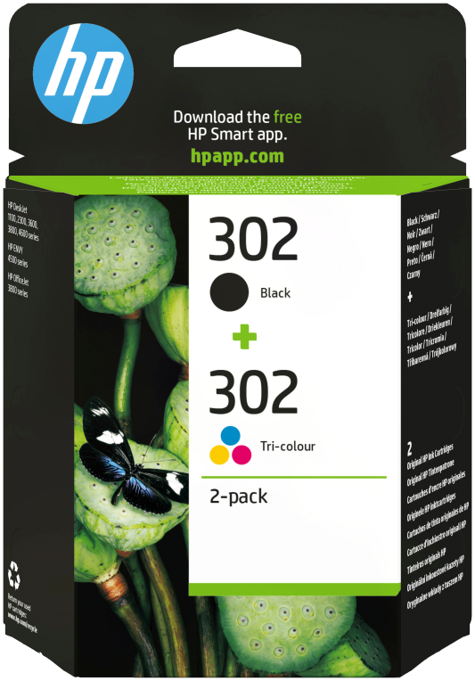 HP Paquete de ahorro de 2 cartuchos de tinta original 302 negro/tricolor