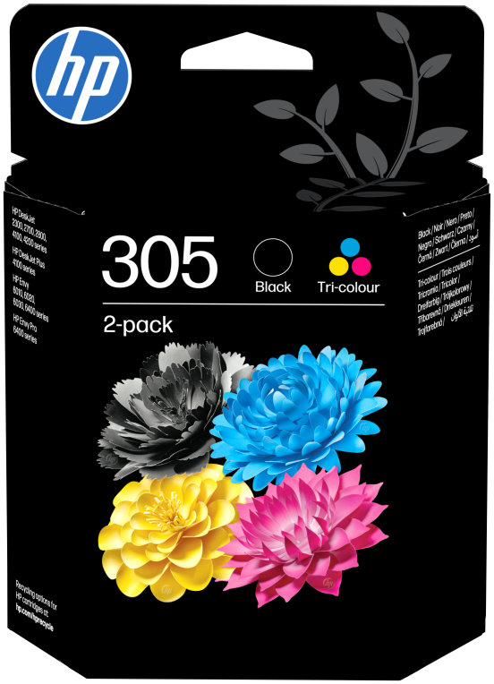 HP Paquete de 2 cartuchos de tinta original 305 tricolor / negro