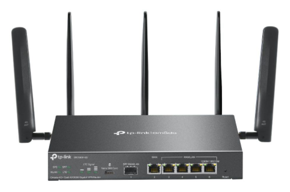 TP-Link Omada ER706W-4G router inalámbrico Gigabit Ethernet Doble banda (2,4 GHz / 5 GHz) Negro