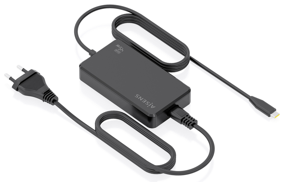 AISENS Cargador De Sobremesa GaN 45W PD3.0 1xUSB-C 1.8m, Negro