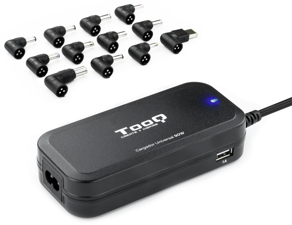 TooQ TQLC-90BS02AT adaptador e inversor de corriente Interior 90 W Negro