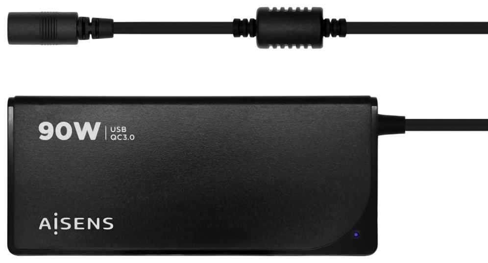 AISENS ASLC-90WAUTO-BK adaptador e inversor de corriente Interior 90 W Negro