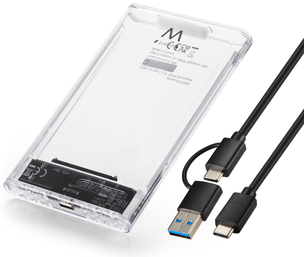 Ewent EW7064 caja para disco duro externo Caja externa para unidad de estado sólido (SSD) Transparente 2.5"