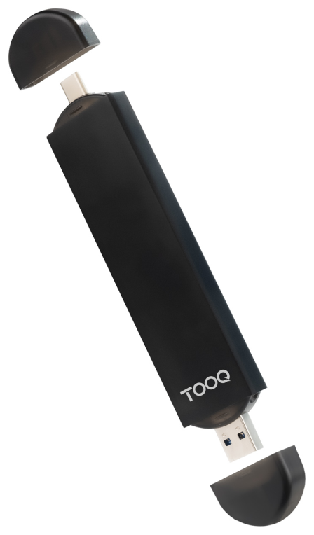 TooQ Caja Externa USB-C/M + USB-A/M para SSD M.2 NGFF/NVMe, Negra