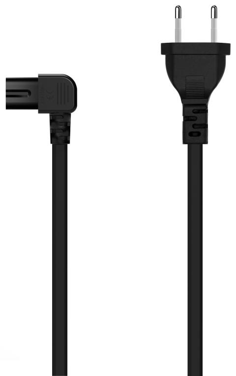 AISENS Cable Alimentación Acodado Forma 8, CEE7/16/M-C7/H, Negro, 3.0M