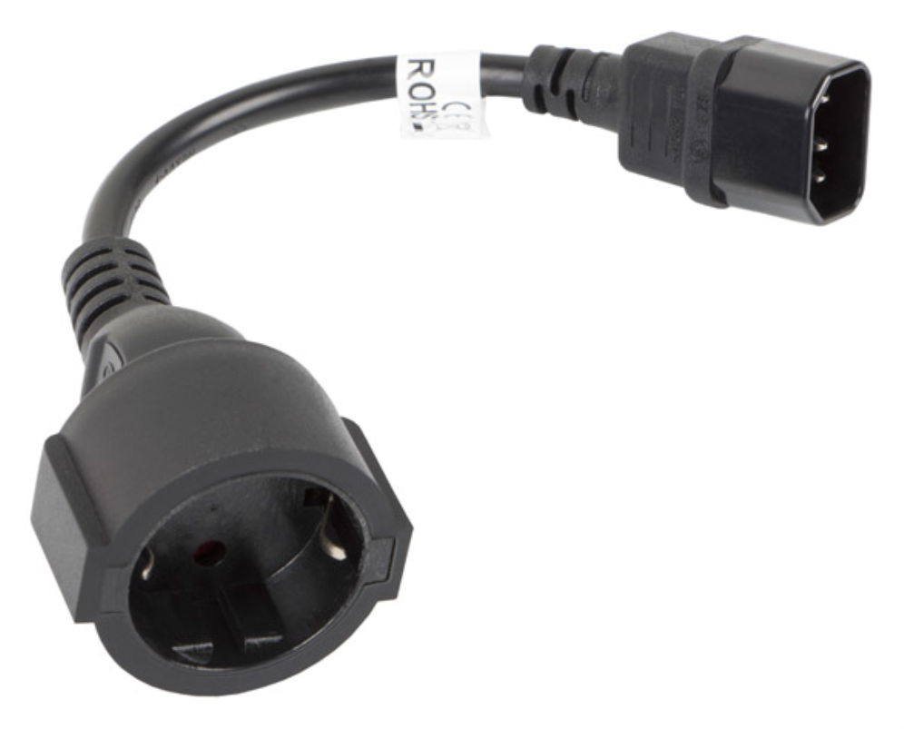 Lanberg CA-C14E-10CC-0018-BK cable de transmisión Negro 0,18 m C14 acoplador