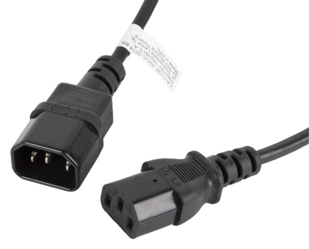 Lanberg CA-C13E-10CC-0018-BK cable de transmisión Negro 1,8 m C13 acoplador C14 acoplador