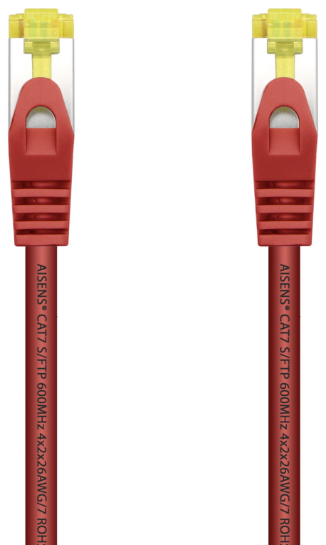 AISENS Cable De Red Latiguillo RJ45 LSZH Cat.7 600 MHz S/FTP PIMF AWG26, Rojo, 2.0 m