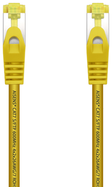 AISENS Cable De Red Latiguillo RJ45 LSZH Cat.7 600 MHz S/FTP PIMF AWG26, Amarillo, 1.0 m