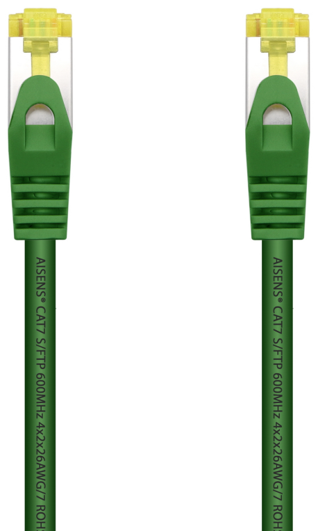 AISENS Cable De Red Latiguillo RJ45 LSZH Cat.7 600 MHz S/FTP PIMF AWG26, Verde, 2.0 m
