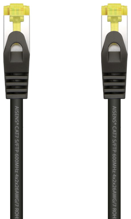 AISENS Cable De Red Latiguillo RJ45 LSZH Cat.7 600 MHz S/FTP PIMF AWG26, Negro, 0.5 m