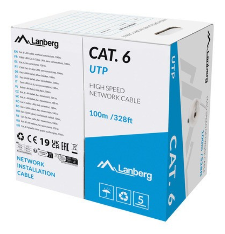 Lanberg LCU6-11CU-0100-S cable de red Gris 100 m Cat6 U/UTP (UTP)