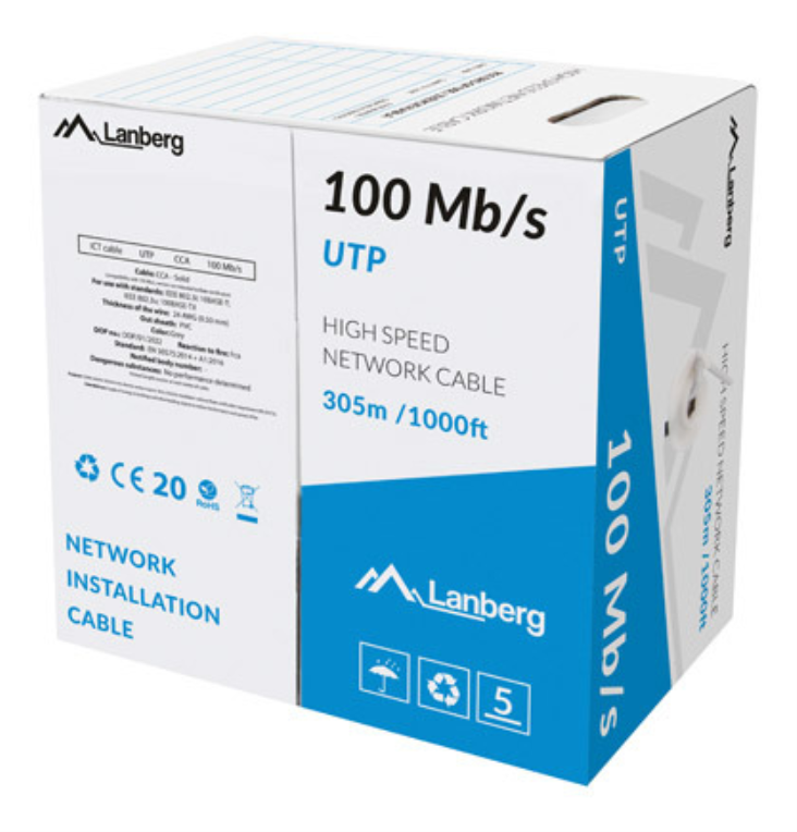 Lanberg LCU5-10CC-0305-S cable de red Gris 305 m U/UTP (UTP)