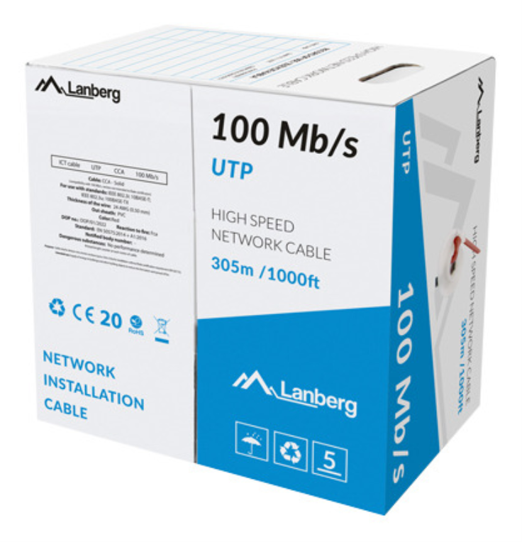 Lanberg LCU5-10CC-0305-R cable de red Rojo 305 m U/UTP (UTP)