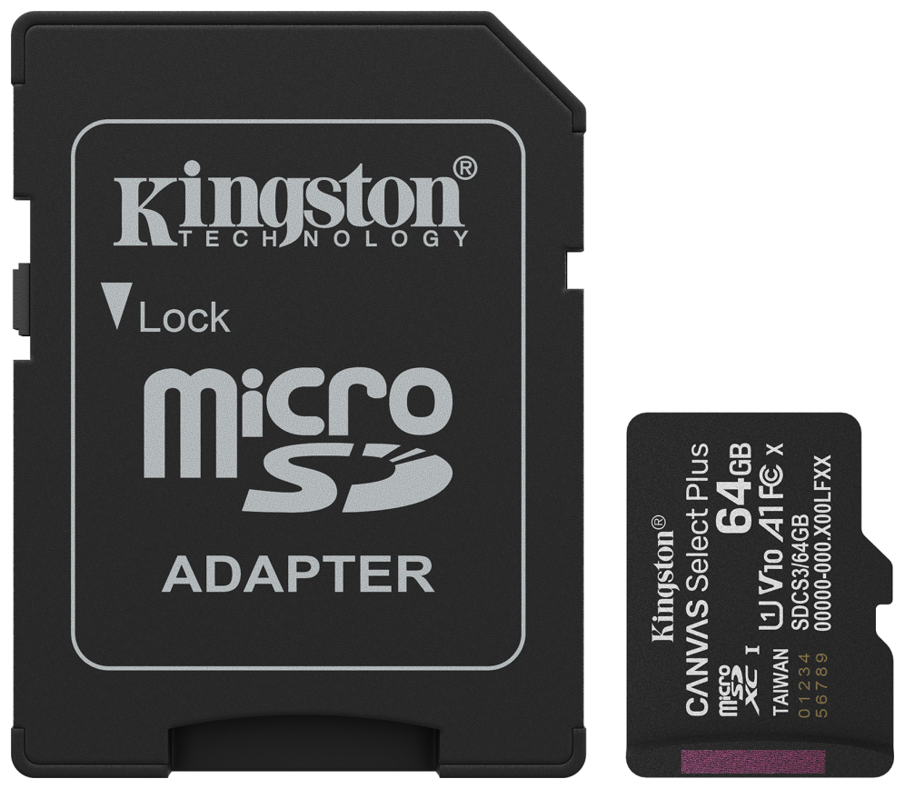 Kingston Technology 64GB microSDXC Canvas Select Plus Gen3 100MB/s A1 (Incluye adaptador de SD)