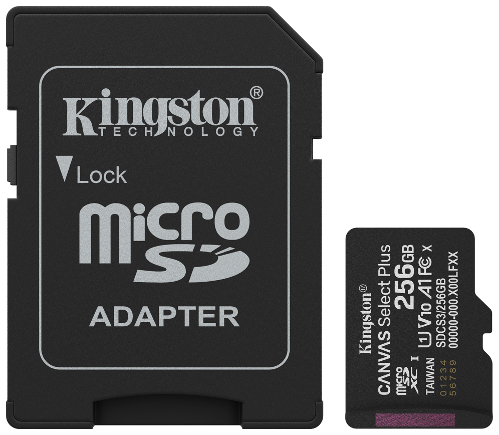 Kingston Technology 256GB microSDXC Canvas Select Plus Gen3 150MB/s A1 (Incluye adaptador de SD)