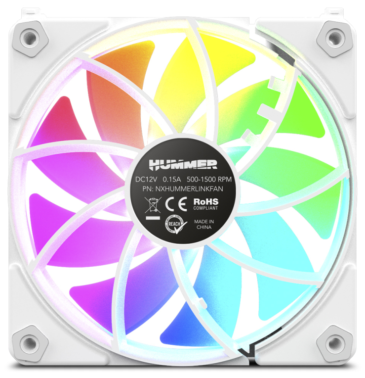 NOX Hummer NXHUMMERELINKWH sistema de refrigeración para ordenador Carcasa del ordenador Ventilador 12 cm Blanco 1 pieza(s)