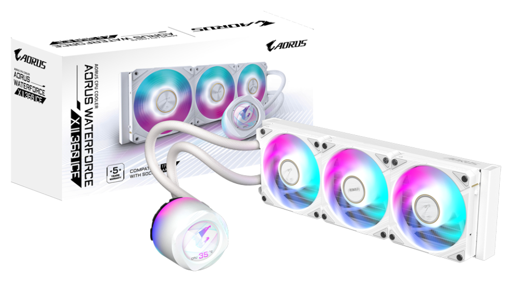 GIGABYTE AORUS WATERFORCE X II 360 ICE Procesador Sistema de refrigeración líquida todo en uno 12 cm Blanco