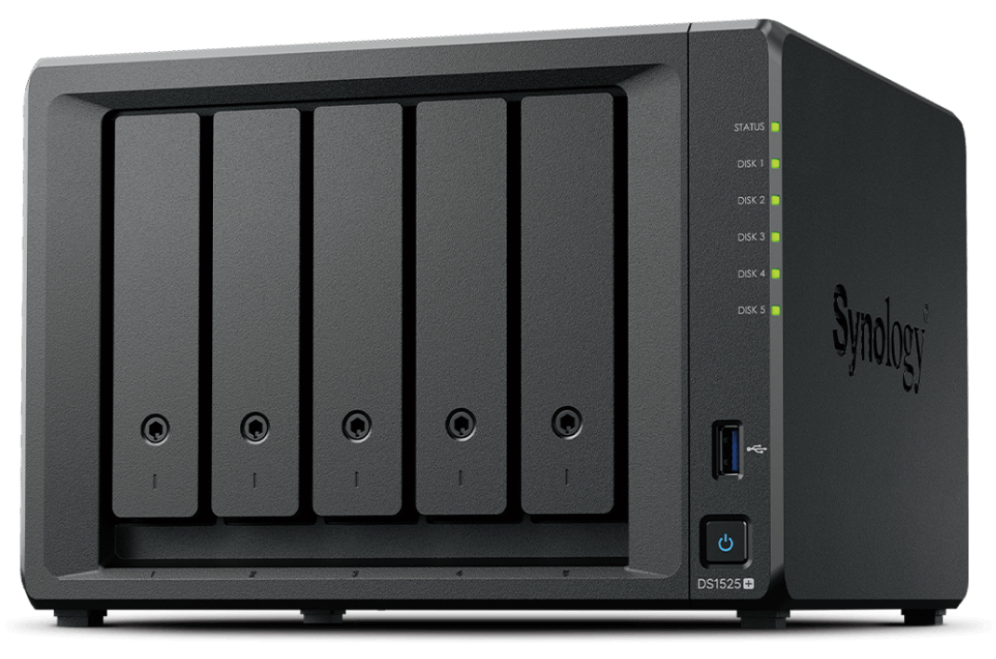Synology DiskStation DS1525+ servidor de almacenamiento NAS Ryzen Embedded V1500B 8 GB DDR4 0 TB Negro