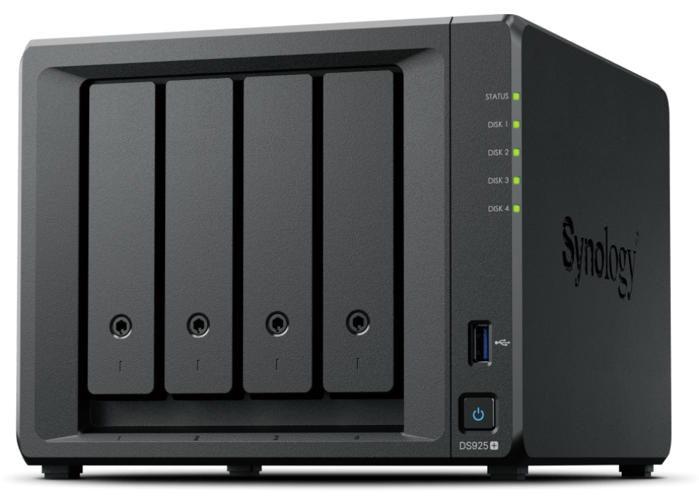 Synology DiskStation DS925+ servidor de almacenamiento NAS Ryzen Embedded V1500B 4 GB DDR4 0 TB Negro
