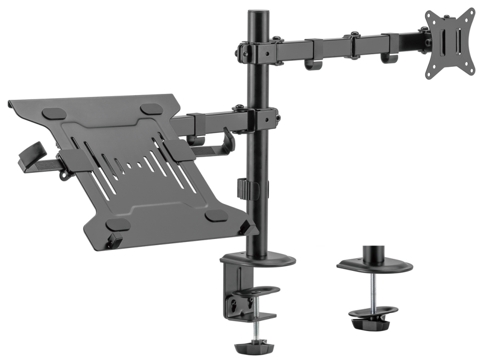 AISENS Soporte de Mesa Giratorio e Inclinable para Portatil y Monitor/TV 9Kg de 17-32, Negro
