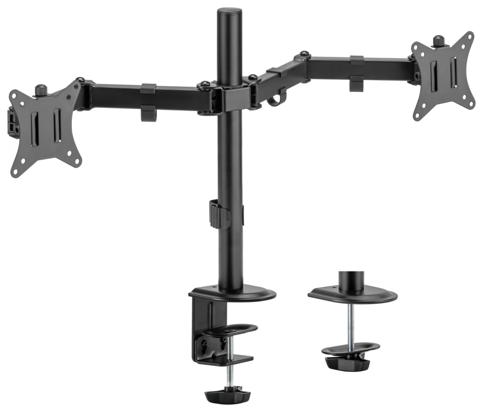 AISENS Soporte de Mesa ECO Giratorio e Inclinable para Monitor/TV 9Kg (3 Pivotes, 2 Brazos) de 17-32, Negro