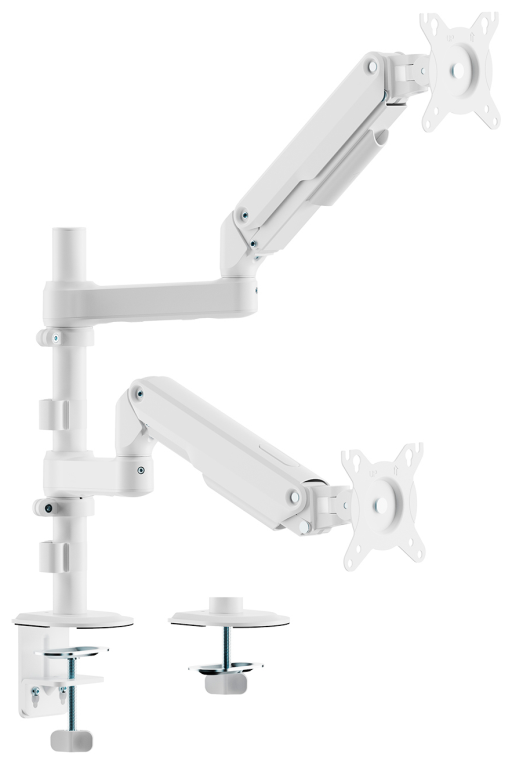 AISENS Soporte de Mesa Eco Contrapeso Giratorio e Inclinable para Monitor/TV 9kg (3 PIVOTES, 2 BRAZOS) de 17-32, Blanco