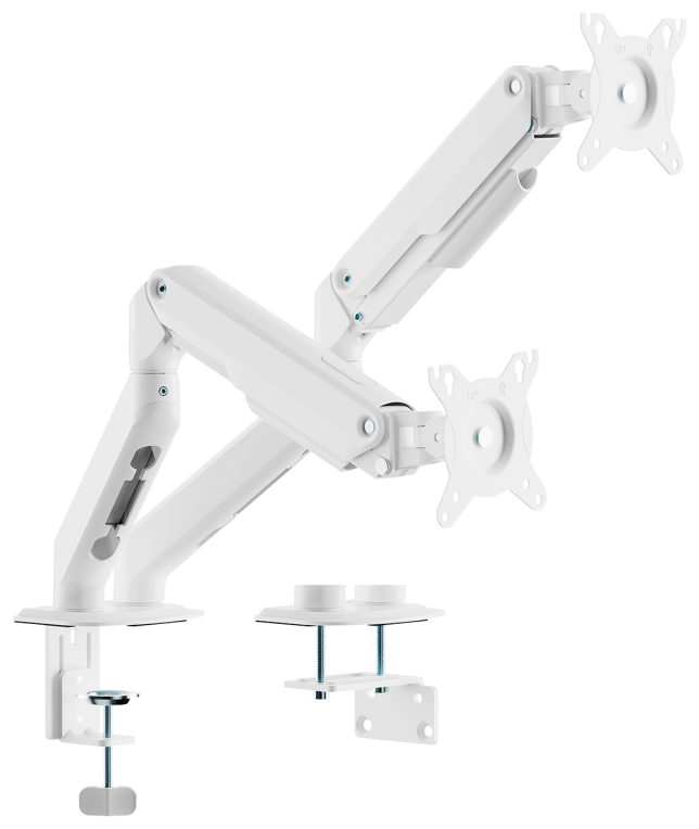 AISENS Soporte de Mesa Eco Contrapeso Giratorio e Inclinable para Monitor/TV 9kg (3 PIVOTES, 2 BRAZOS) de 17-32, Blanco
