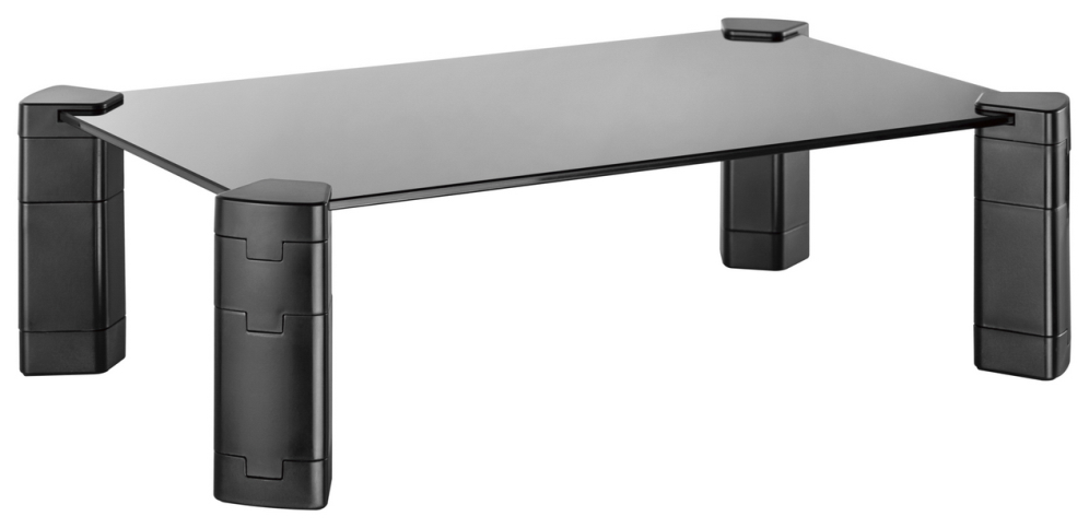 AISENS Soporte Elevador Cristal para Monitor/Portátil, Negro