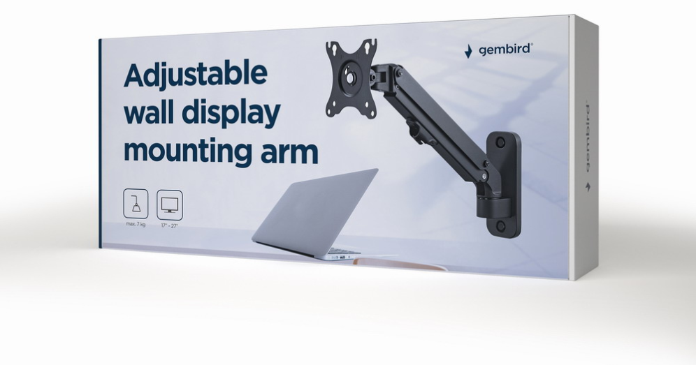 Gembird MA-WA1-01 soporte para monitor 68,6 cm (27") Pared Negro