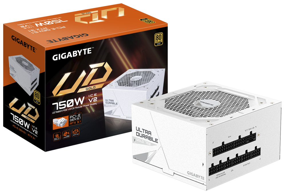 GIGABYTE UD750GM PG5 V2 ICE unidad de fuente de alimentación 750 W 20+4 pin ATX Blanco