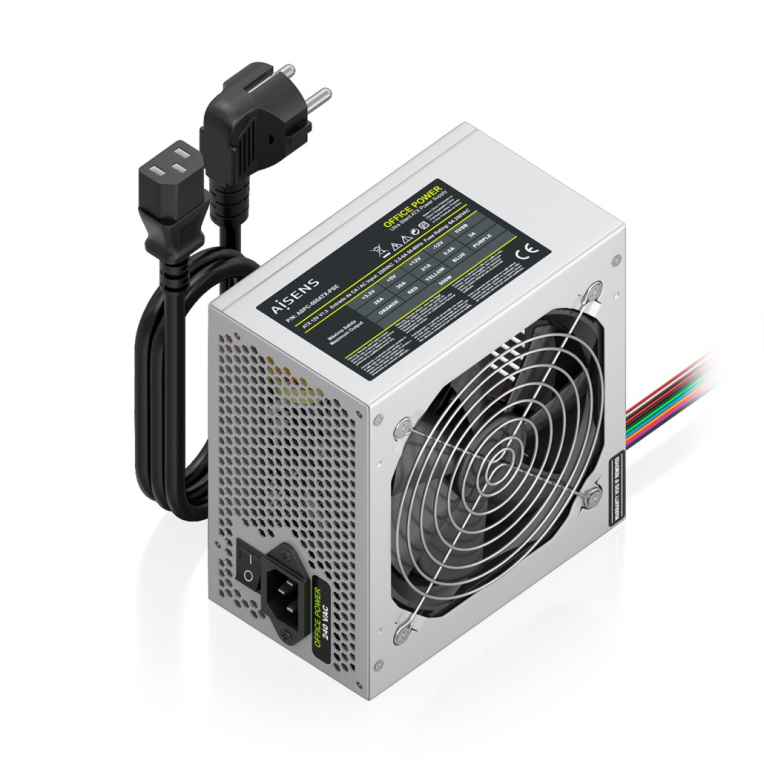 AISENS Fuente Alimentacion ATX 500W con Cable de Alimentacion OEM, Plata