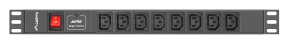 Lanberg PDU-08I-0200-C20-BK unidad de distribución de energía (PDU) 8 salidas AC 1U Negro