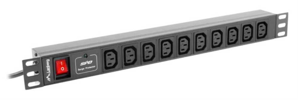 Lanberg PDU-10I-0200-IEC-BK unidad de distribución de energía (PDU) 10 salidas AC 1U Negro