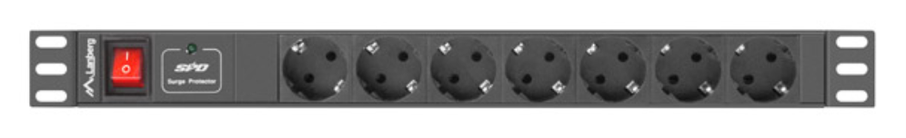 Lanberg PDU-07F-0200-IEC-BK unidad de distribución de energía (PDU) 7 salidas AC 1U Negro