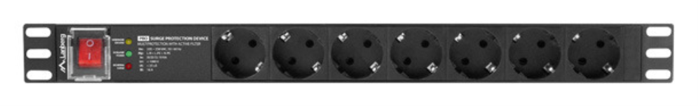 Lanberg PDU-PRO-07F-0200-BK unidad de distribución de energía (PDU) 6 salidas AC 1U Negro